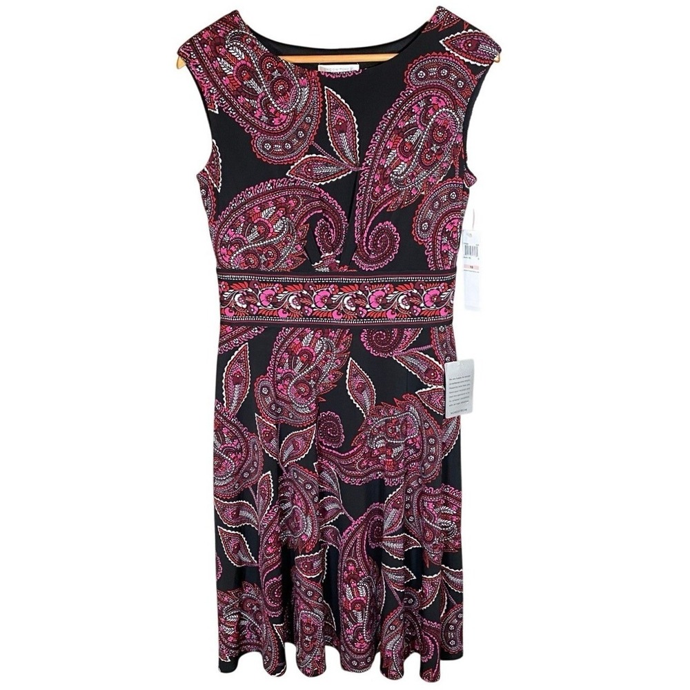 NEW Nordstrom London Times Size 10 Paisley Print Cap Sleeve Dress Flowy Party